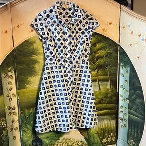 Boden Navy and White Floral Midi Dress
